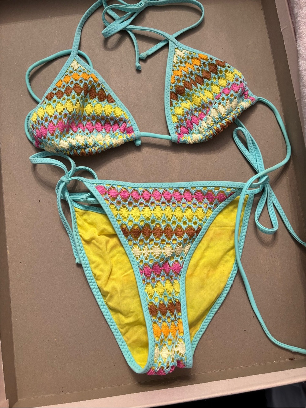 crochet style bikini w matching loung pantz